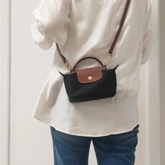 Longchamp Le Pliage XS Black Brown Mini Shoulder Bag Pouch Outlet Duty free - Picture 5 of 6